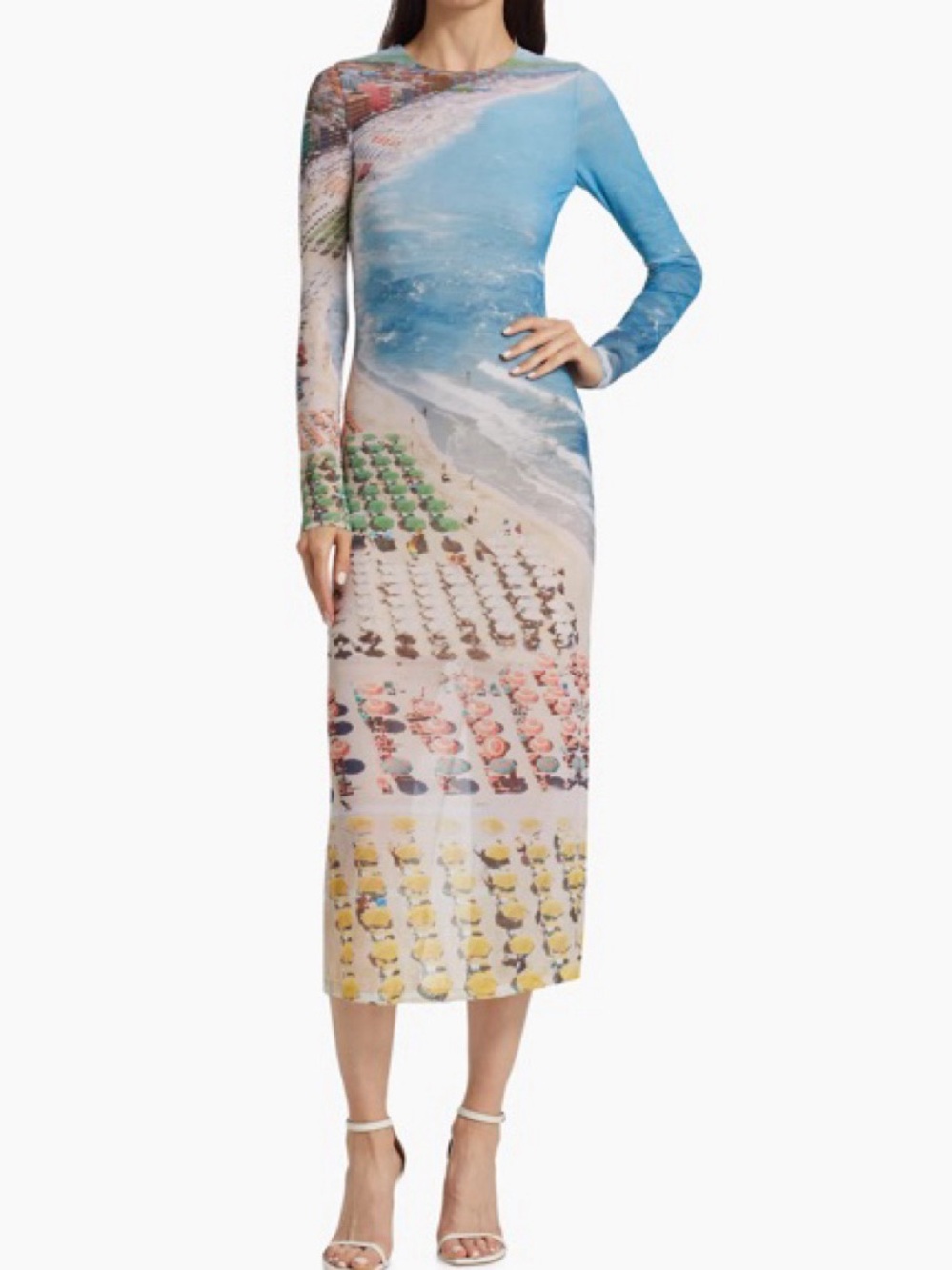 Alice + Olivia Beach Print Long Sleeve - Mesh dress